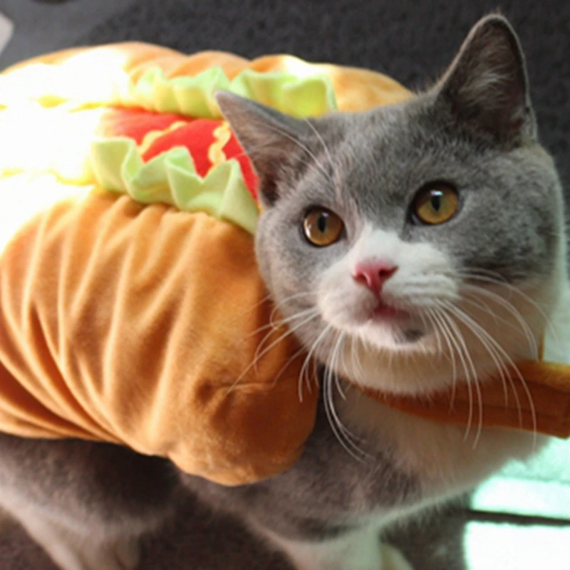 [MPK Pet Costumes] Pet Dog and Cat Costume, Cute Hotdog Sandwich Costume, Funny Hot Dog Clothes, Cat Costume