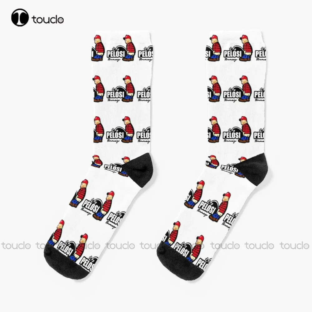 

Trump Pissing Pelosi Shaped Sticker (Drôle De Pisser Politique À Gauche Nancy) Socks Running Socks For Men Personalized Custom