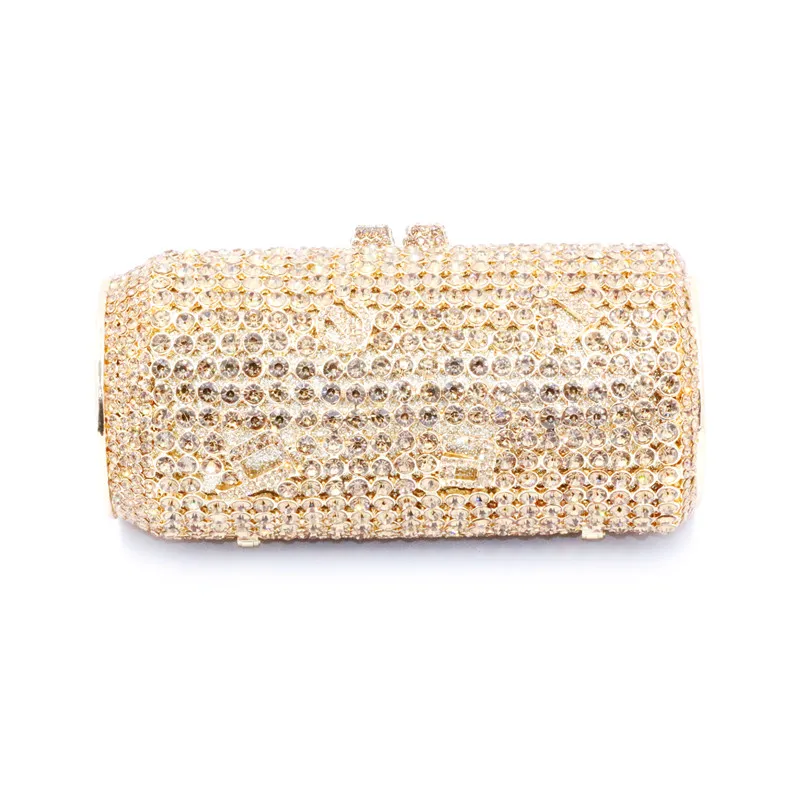 Designer Bags Luxury Gold Coke Bottle Shape Ring-Pull Can Wedding Handbags Women Elegant Party Clutch Purses