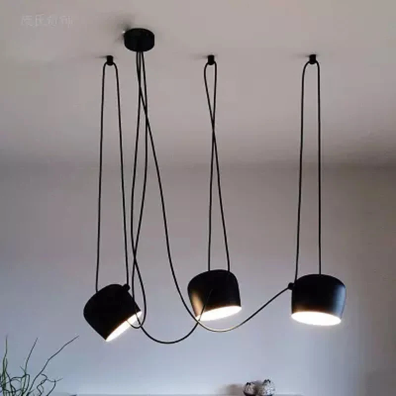 

Industrial Drum Pendant Light DIY Spider Modern Black White Droplight Aluminum Lampshade Retro Vintage Hanging lamp for Loft Bar