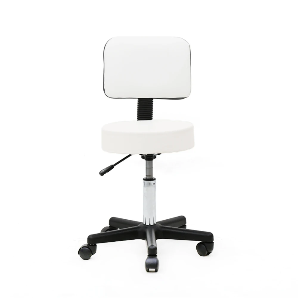 360 Degrees  Adjustable Round Shape Plastic Adjustable Salon Stool with Back White Bar Stool Chair  Bar Stools Modern