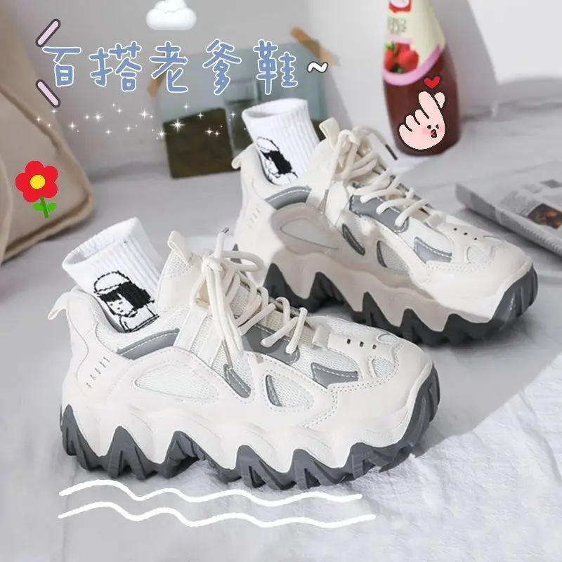 Novo branco tênis feminino moda fundo grosso das mulheres plataforma tênis primavera outono sapatos mulher sapatos casuais zapatos de mujerdf