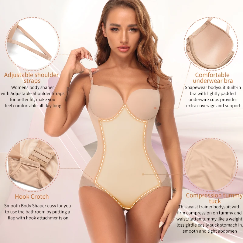 Women Slimming Bodysuits Shapewear Tops Tummy Control Invisible Body Shaper Waist Trainer Sexy Lingerie Underwear Jumpsuit