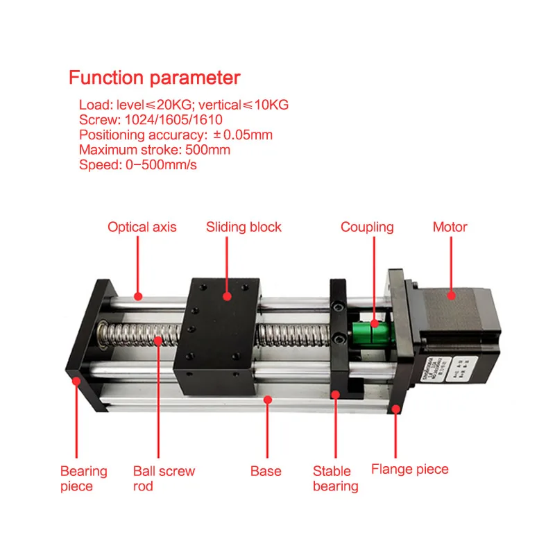 Imagem -06 - Eficaz Curso Cnc Guia Linear Stage Rail Movimento Slide Tabela Sfu1204 Sfu1605 Sfu1610 Bola Parafuso Atuador Módulo Xyz 50400 mm