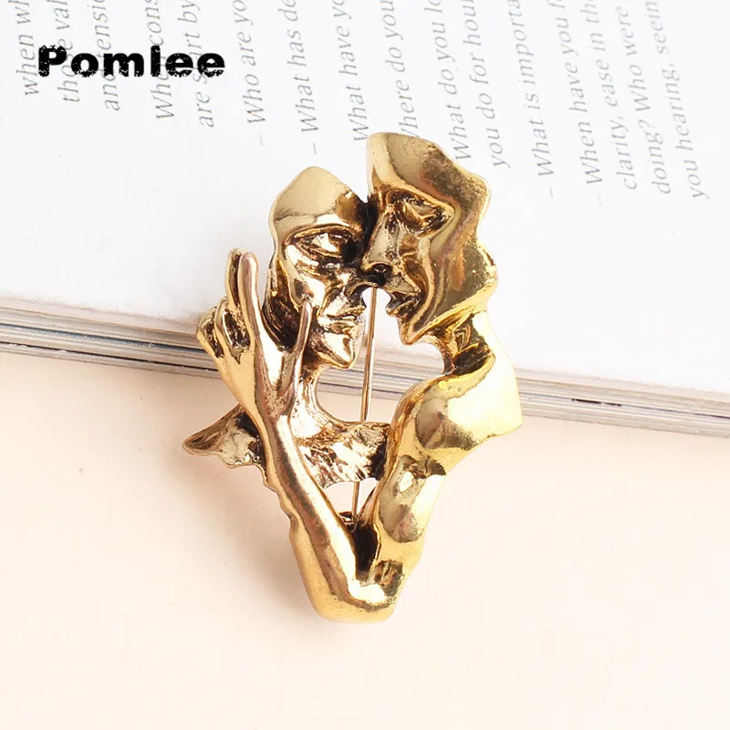 Pomlee Embrace Lovers Brooch 2021 New Arrival Unisex Women And Men Pin Antil Gold Animal Brooch Gift Clip Accessories Whosales