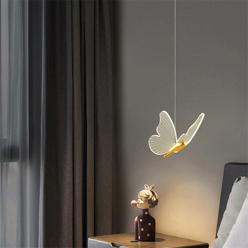 

Nordic Ackley Butterfly pendant lights Children's Bedroom Long Line Modern Luxury Restaurant Light Bar Decorated pendant lamps