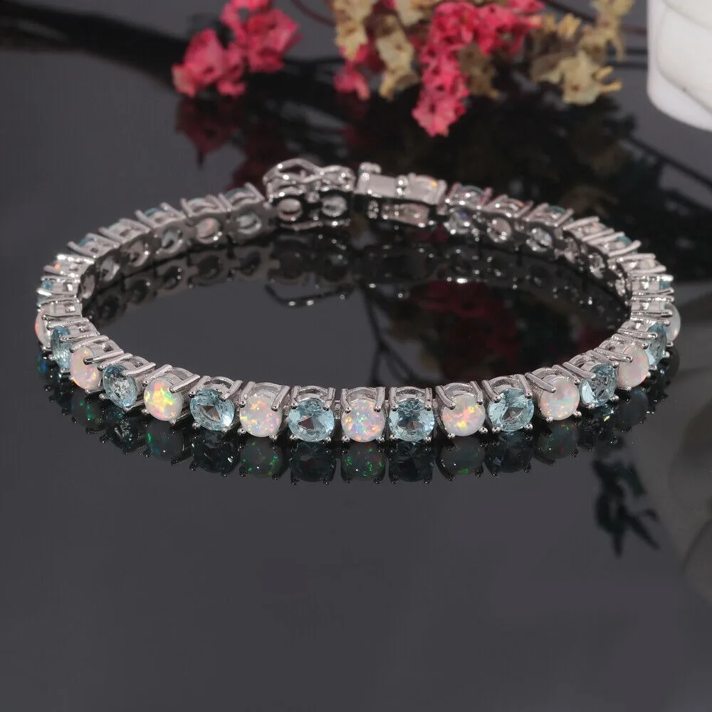 CiNily White Fire Opal Bracelet Silver Plated Mystery Stone Fashion Jewelry Bracelet for Women Jewelry Bracelet Party Gift OS699