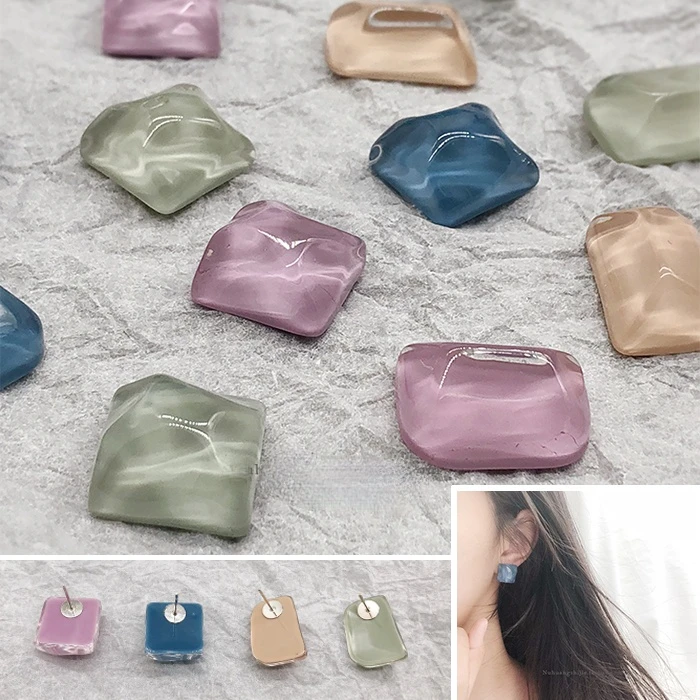 DIY Earring Material Nonporous Resin Translucent Irregular Square Long Square Hand-made Earring Accessories