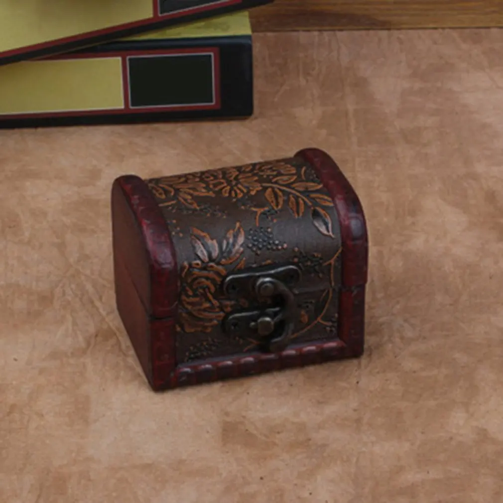 Retro Wood Watch Display Box Jewelry Necklace Rings Storage Organizer Random Pattern Delivered Cajas Para Relojes