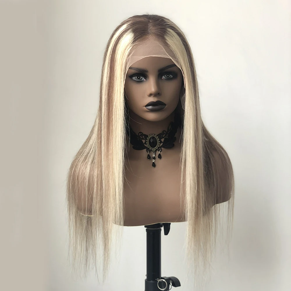 Highlight 13x4 Straight Human Hair Wigs With Hair Brazilian Lace Wig For Women 150% 180% Density