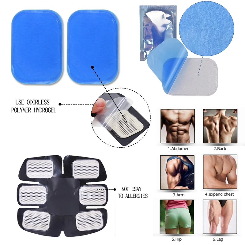 10Pcs Self-adhesive Hydrogel Sticker Patch Electrode Gel Pads for EMS Muscle Stimulator ABS Trainer Physiotherapy Body Massager
