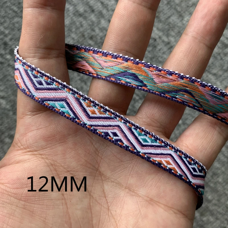 5 YARD 1/2 INCH 12mm Flower And Geometry Handmade Jacquard Ribbon Lace QDZDTFZ20080701