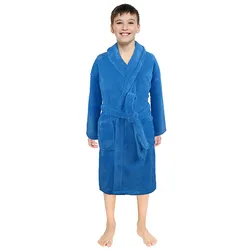 TELOTUNY Kids Boys Girls Solid Flannel Bathrobes Towel Night-Gown Pajamas Winter Warm Comfort Sleepwear Children Home Clothes