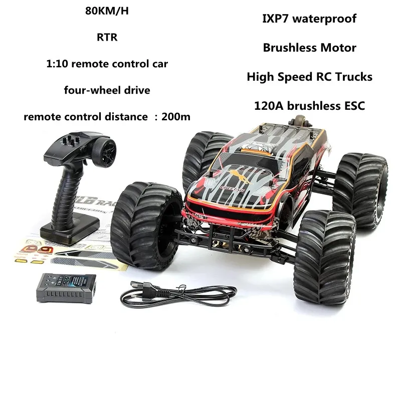 

1:10 Radio Remote Control Car IXP7 Waterproof 4WD 80KM/H Brushless Motor High Speed ​​RC Trucks Adult Toy Car Model