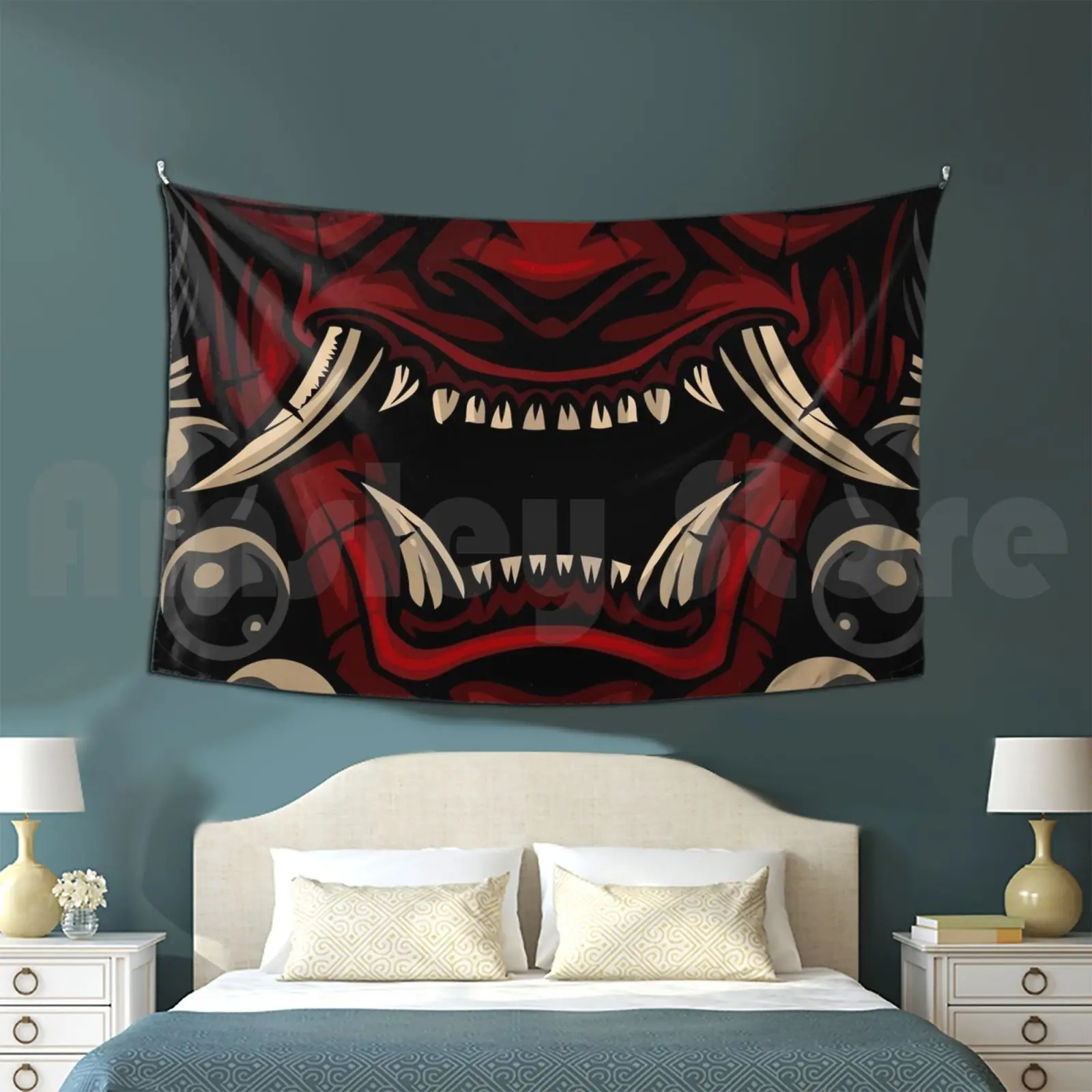 Oni The Japanese Folklore Tapestry Living Room Bedroom Oni Devil Demon Scary Oni Yokai Myth Mythology Asian Myth