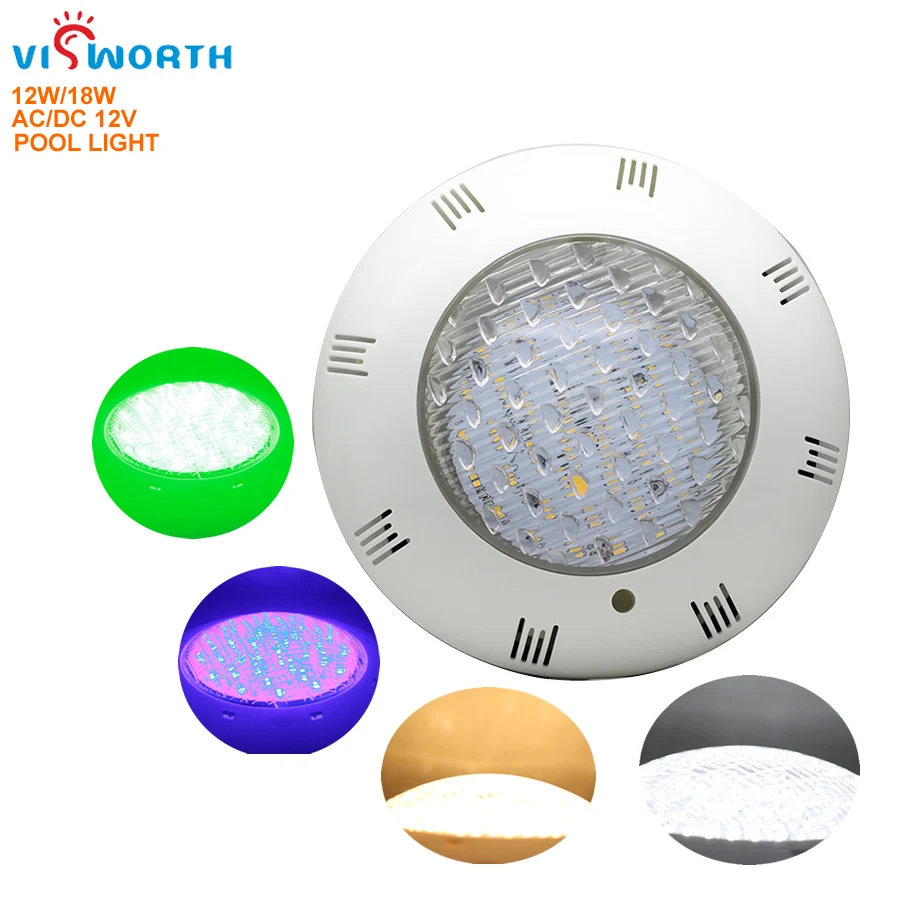 lampada de piscina led impermeavel branco quente frio branco verde azul lagoa ip68 20w 28w ca dc 12v 01