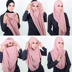 Pronto da indossare copricapo musulmano foulard donna scialle stola Slip on Jersey sciarpa Hijab elastico Bandana scialle velo islamico copertura