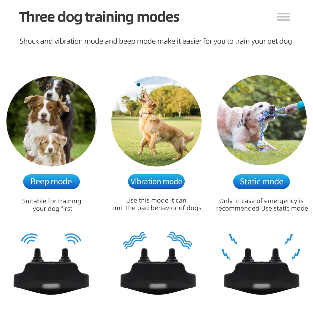 1000m Waterproof Dog Training Collar Pet Remote Control Dog Collar With Shock Anti Barking Vibration Sound Electric Shocker