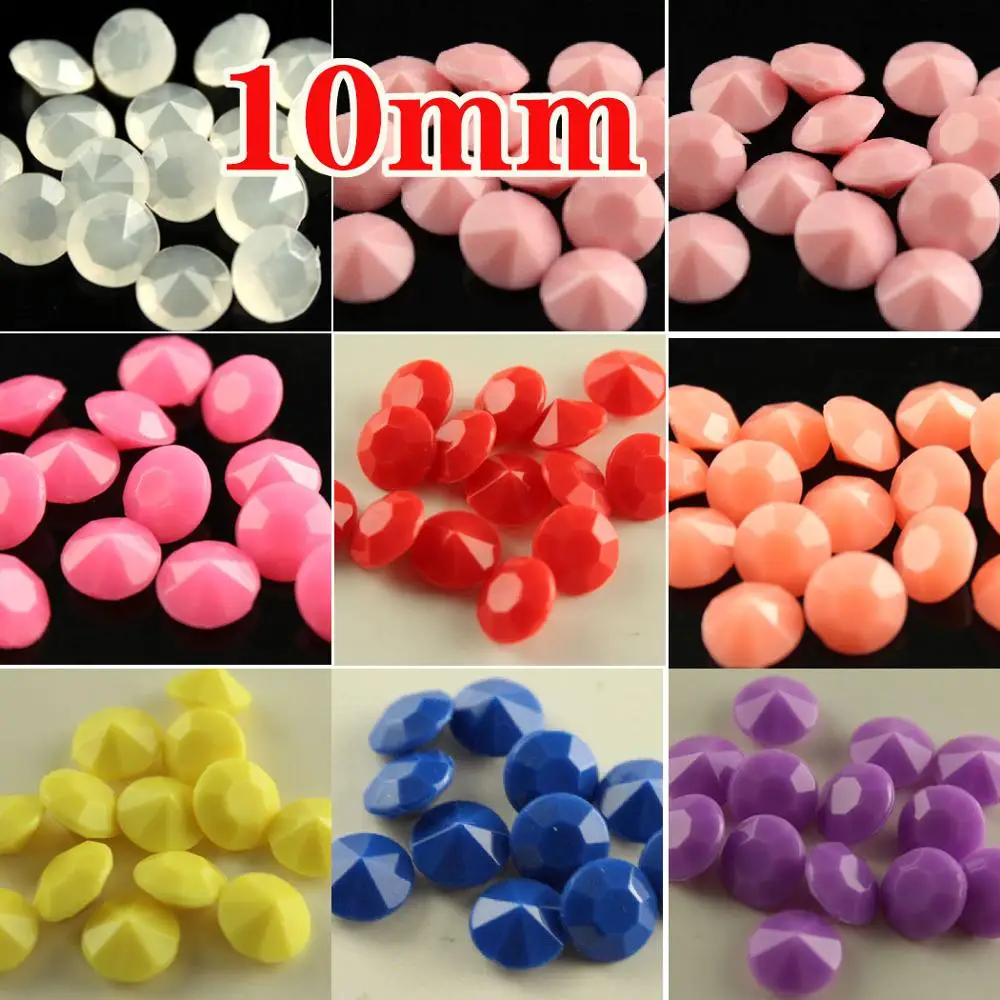 50pcs 10mm round solid candy acrylic Glitter Crystal Acrylic Rhinestones Applique Trim Flatback Design Stones For 3D Nails Art