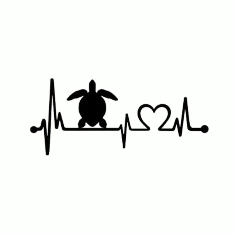 Fuzhen Boutique Decals Exterior Accessories Car Sticker Turtle Heartbeat Lifeline Waterproof and Sun Protection Sticker KK 20cm