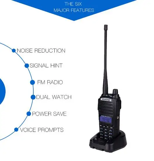 Baofeng – walkie-talkie portable, émetteur-récepteur FM VHF UHF, Radio bidirectionnelle, Station de Radio CB, UV82, 1 ensemble