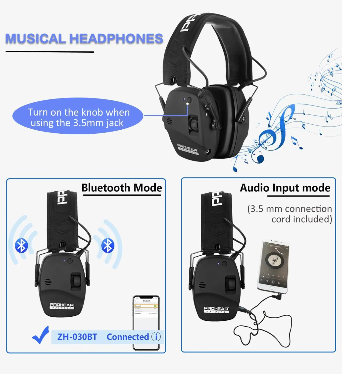 ZOHAN Noise Reduction Safety Earmuffs Hearing Protection Adjustable NRR22db Shooting Ear Muffs Ear Defenders with Waist HookHang