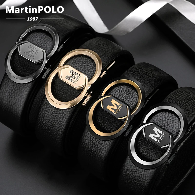 

MartinPOLO Genuine leather Belt Men Luxury Brand Designer fashion Top Quality Belts for Men Strap Male Metal Automatic Buckle