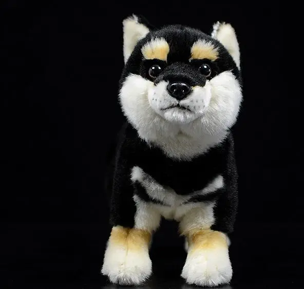 lifelike toy black Shiba inu plush toy about 28x20cm soft dog doll baby toy Christmas gift h1287