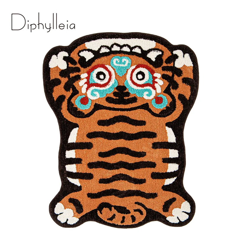 Diphylleia Chinese Handmade Tiger Shaped Tufted Rug Carpet Year Of The Tiger New Year Gift Cute Floor Mat Living Room Decor