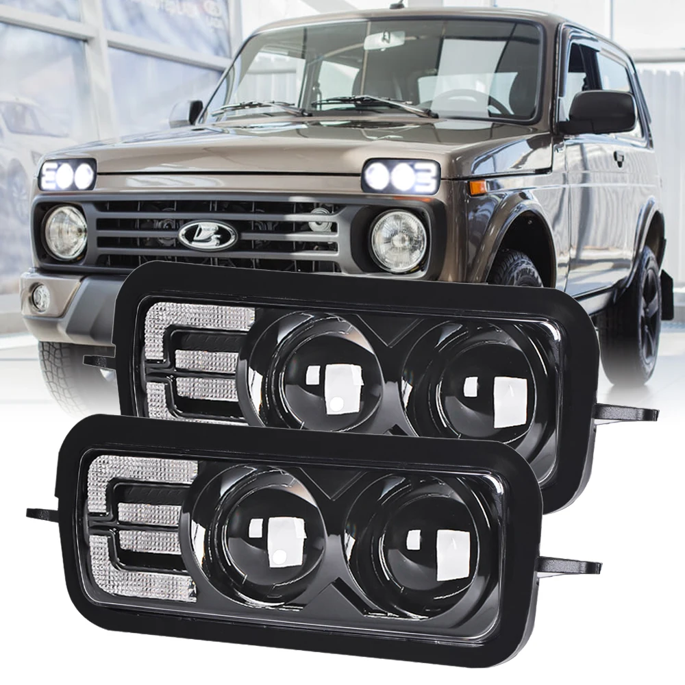 For Lada Niva 4x4 1995 LED Daytime Running Lights LED Turn Signal Car Styling Accessories Front Fog Lamp Turning Lamp With DRL