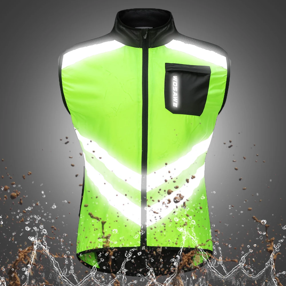 WOSAWE Reflective Cycling Vests Men Sleeveless Sports Ciclismo Jerseys Gilet Breathable Road Bike Bicycle MTB Clothing Wear