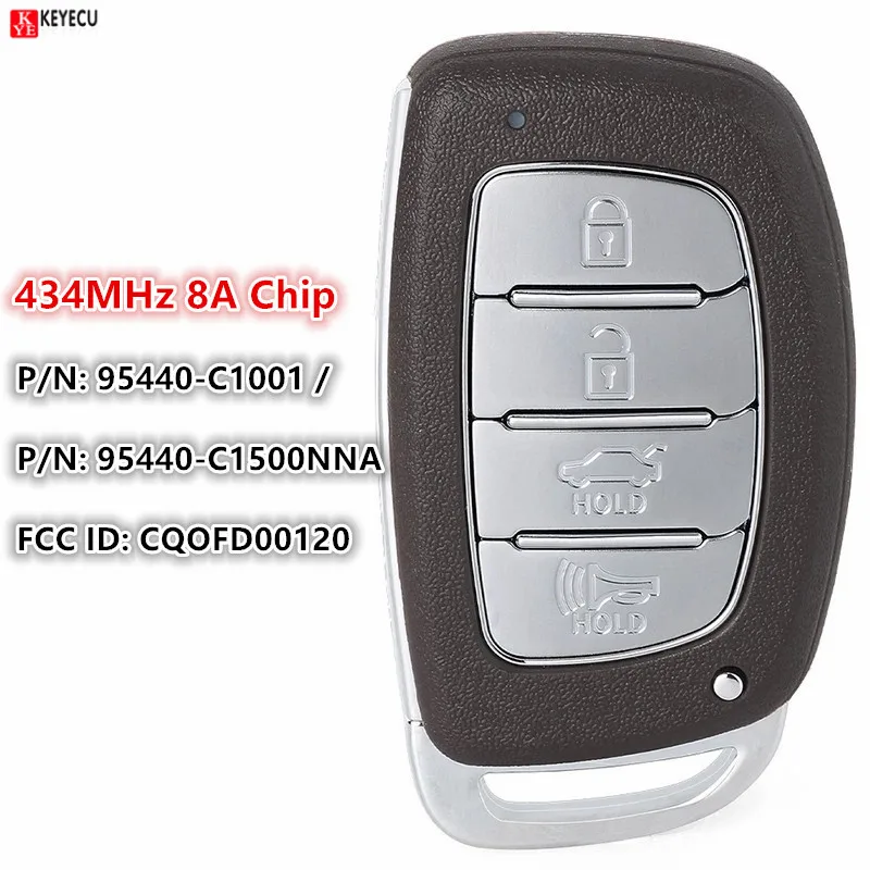 

Умный дистанционный автомобильный ключ KEYECU Keyless Go с 4 кнопками, чип 434 МГц, 8 А для Hyundai Sonata 2015 2016 2017 2018 2019 Fob CQOFD00120