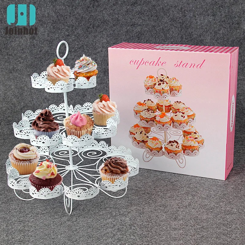 

European 3 tier Cookie cupcake Dessert rack serving tray Wedding Birthday party supplies 23 cups around the cake rack