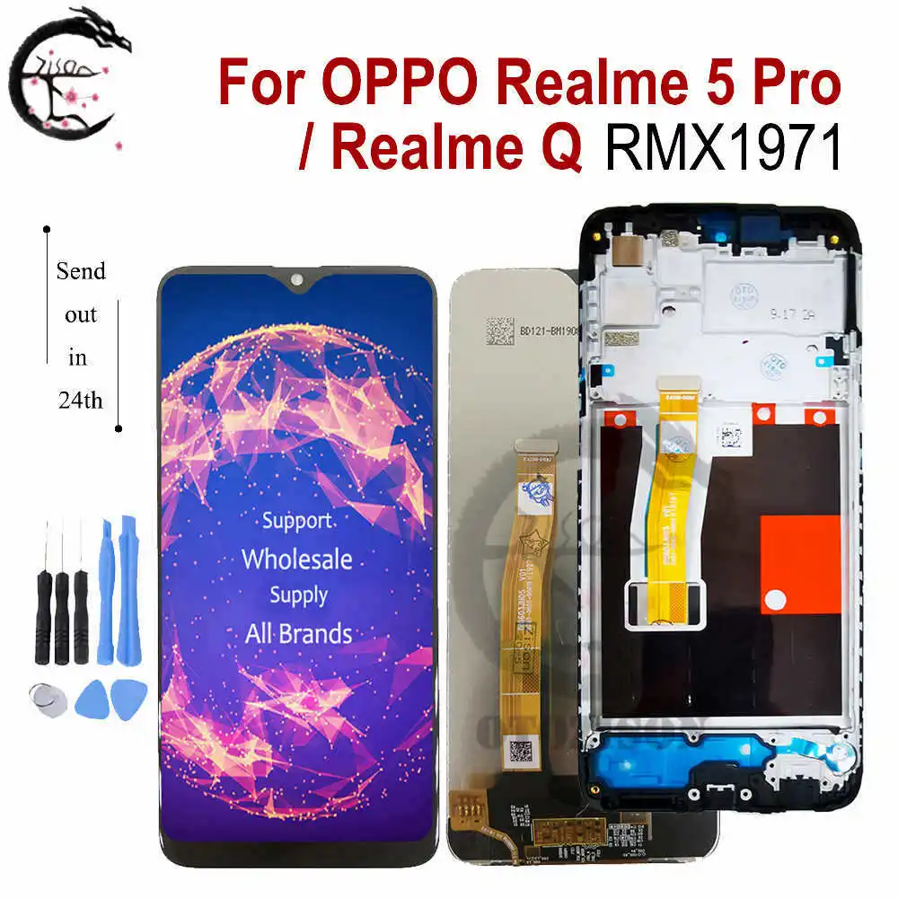ЖК-дисплей с рамкой для OPPO Realme 5 Pro, ЖК-дисплей Realme Q RMX1971, сенсорный экран, дигитайзер, датчик в сборе, запасная часть RealmeQ