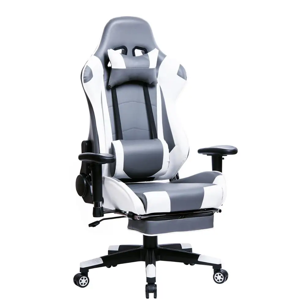 

Racing Gaming Chair Swivel Computer Desk Office Chair Faux Leather Seat with 155°Tilt Reclining Function Lumbar Support & Relax