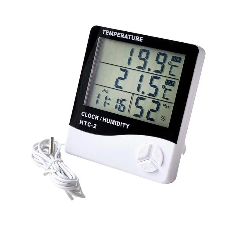 

HTC-1 HTC-2 LCD Electronic Digital Temperature Humidity Meter Indoor Outdoor Thermometer Hygrometer Weather Station Clock