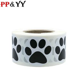 50-500pcs czarny Paw Print naklejki pies kot niedźwiedź Paw samoprzylepne etykiety na laptopa naklejka używana jako nagroda piśmienne nauczyciel dla ucznia