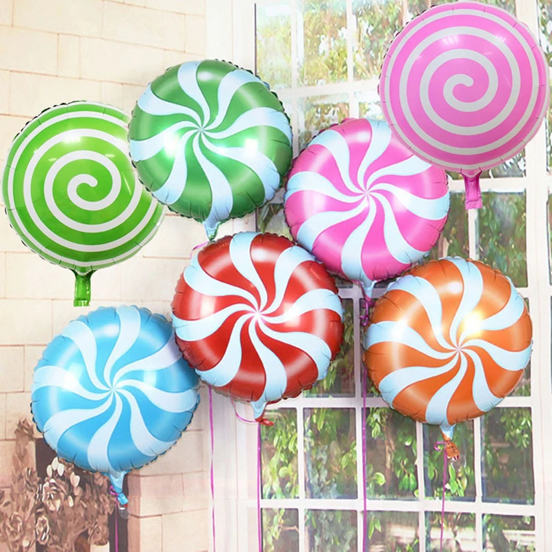 2/5pcs 18-inch candy aluminum foil balloons, round windmill lollipops, children's birthday party decoration  star foil balloons