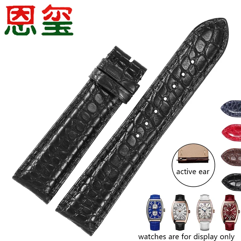 

Crocodile Leather Strap red blue Bracelet Replacement Belt For FM Long Island /wine barrel men and women handmade watch chain