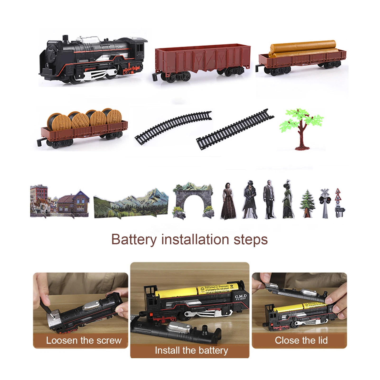 Classic Retro Toy Train Set Electric Railway Tracks Car Simulation Train Children Gift Kid Toy Plastic Train Toys