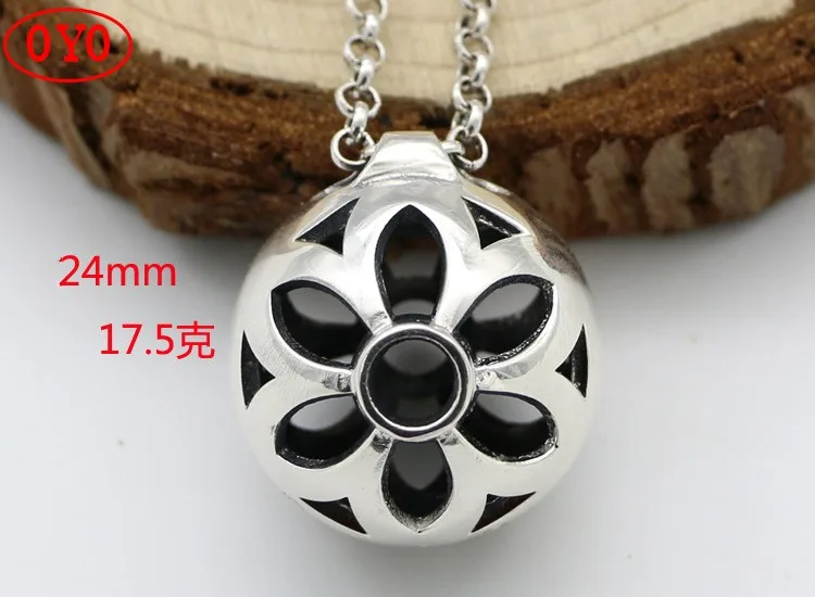 

s925 sterling silver hollow ball pendant