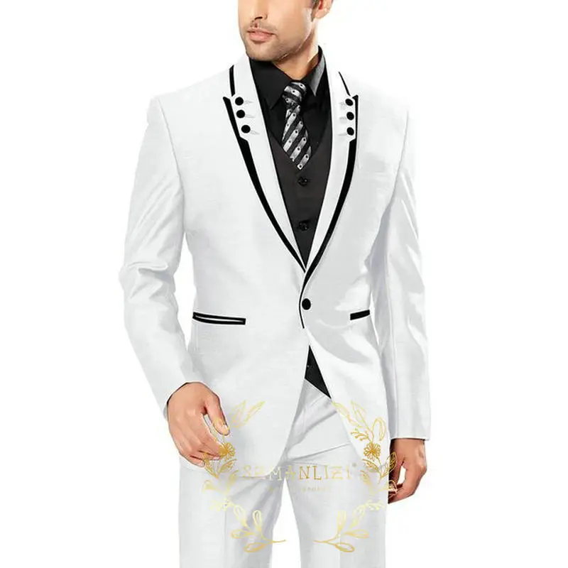 

SZMANLIZI MALE COSTUMES Men Wedding Suits 2022 Custom Made White Slim Fit Tuxedos Party Groom Terno Masculino Blazer 3 Pieces