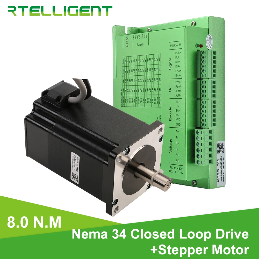 Factory Outlet Nema 34 8.0N.M Closed Loop Stepper Motorwith Nema34 T86 Closed Loop Stepper Motor Driver Stepper Driver CNC Kit