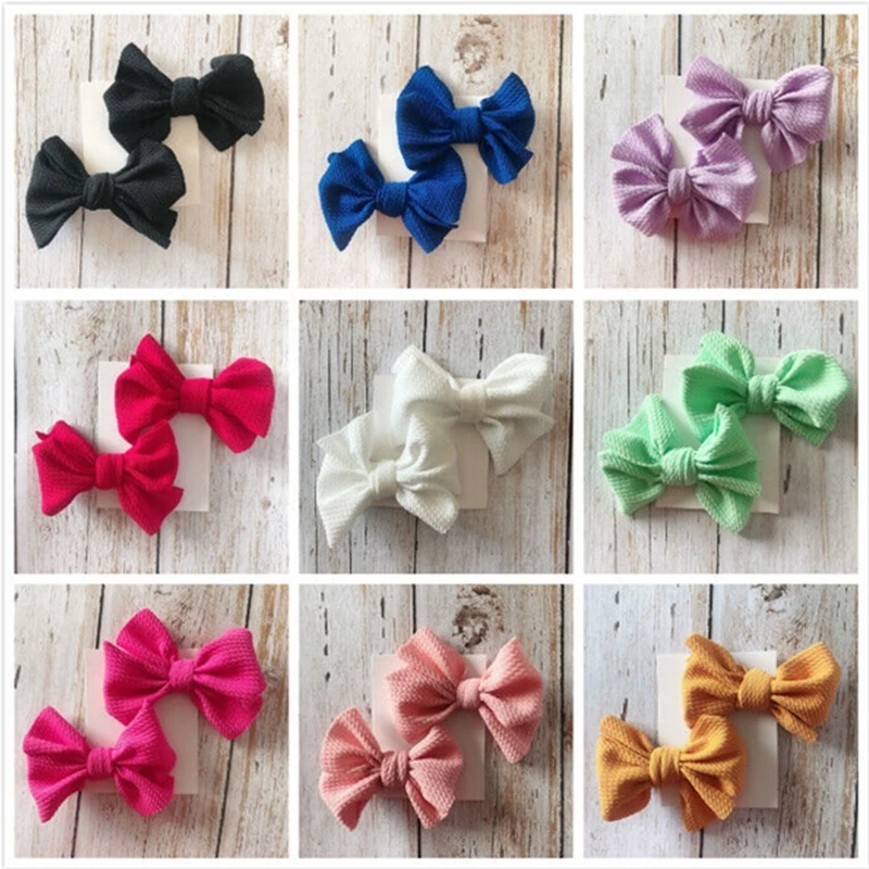 아기 모자를 쓰고 있죠 유아 어린이 헤어 클립 아기 소녀 2Pcs HairBows 솔리드 컬러 Bowknot 아기 귀여운 액세서리 9 색 최신 유행