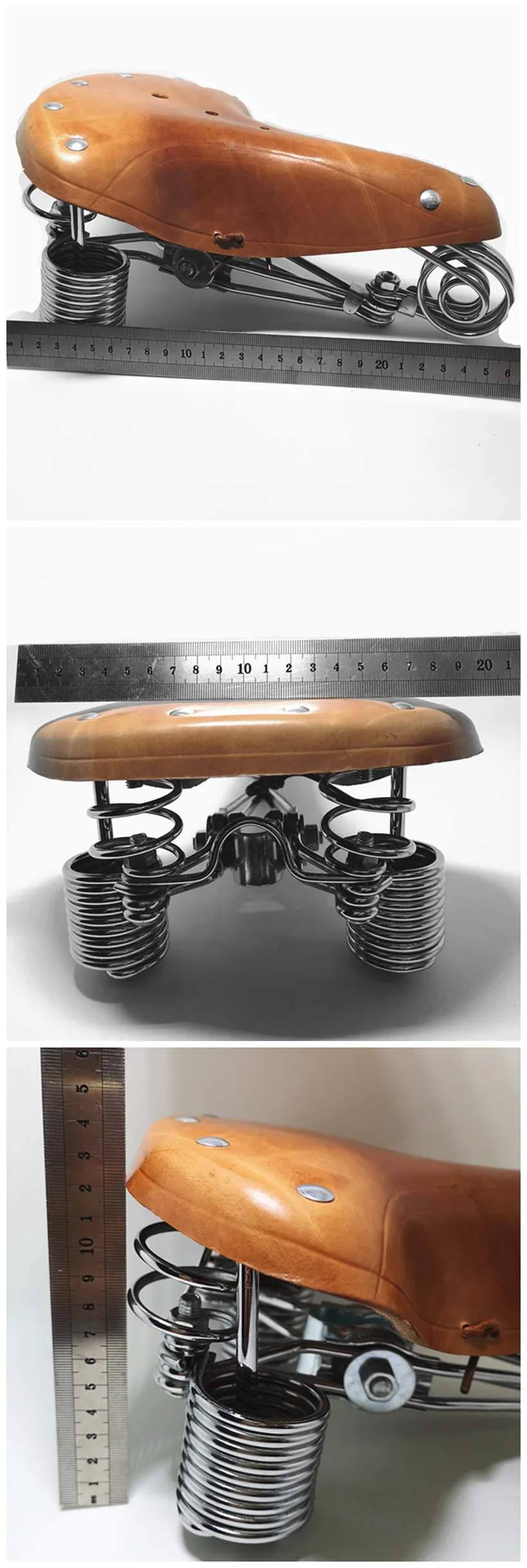 G46 Fahrradsattel Vintage 100% Rindsleder-Sattel Verstärkter Metallrahmen im Alten Stil – Detail 9