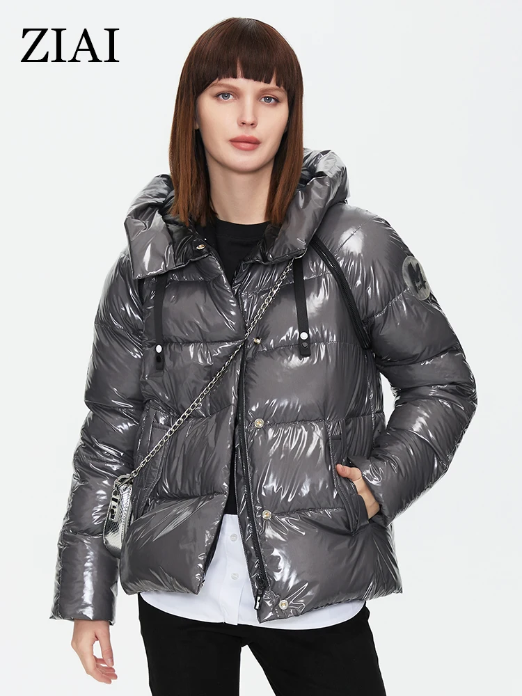 ZIAI 2022 Women's Jacket Winter Thick Warm Padded Coats New Style Shiny Removable Sleeves Clothing Female Short Parkas ZR-20030