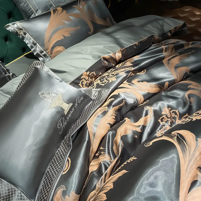 Luxury Jacquard Satin Quilt/Duvet Cover Set King Queen Size Europe Noble Bedclothes Bed Sheet Cotton Bedding Set Home Textile