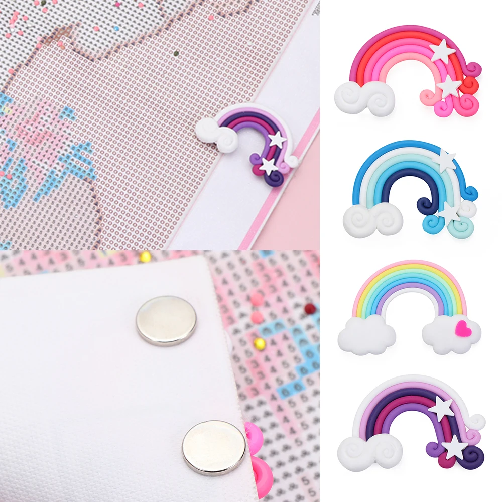 1 PC New Cute 5D Diamond Painting Tools Rainbow Clouds Elephant Magnet Cover Minder for Parchment Paper Cover Holder Accessories