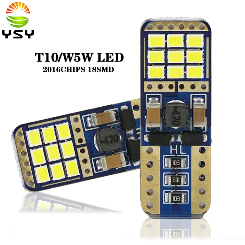 

YSY 10 шт. W5W светодиодный T10 2016 LED Canbus 168 светодиодный Светодиодная лампа 18SMD автомобисветильник боковой фонарь номерной знак белый 12 В 194 K
