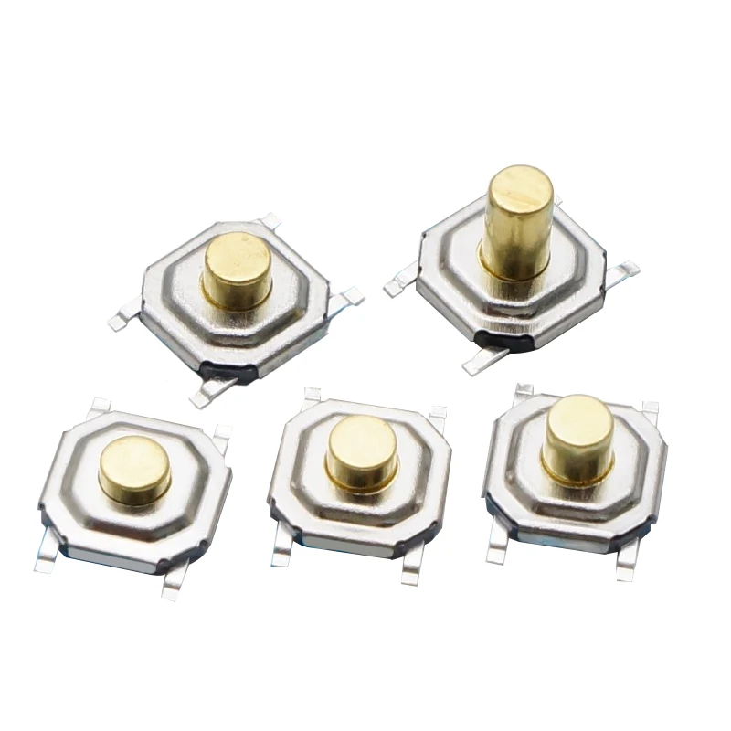 50PCS 4x4mm Height From 1.5mm To 4.3mm Momentary Metal Tact Push Button Switch  SMT 4PIN Key Button